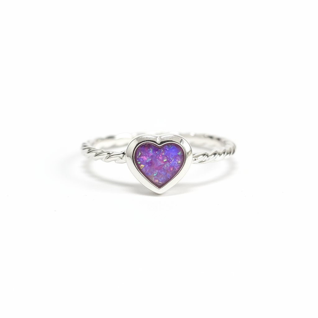 Lavender opal twist heart