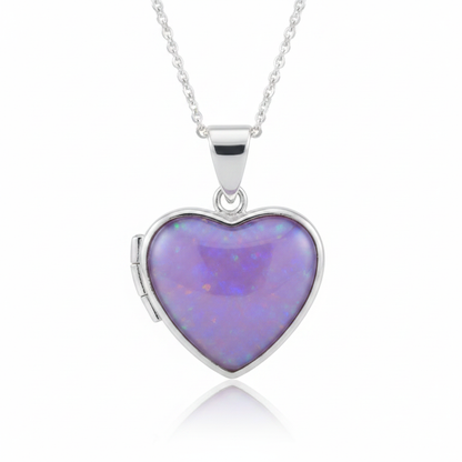 Lavender/purple opal heart locket