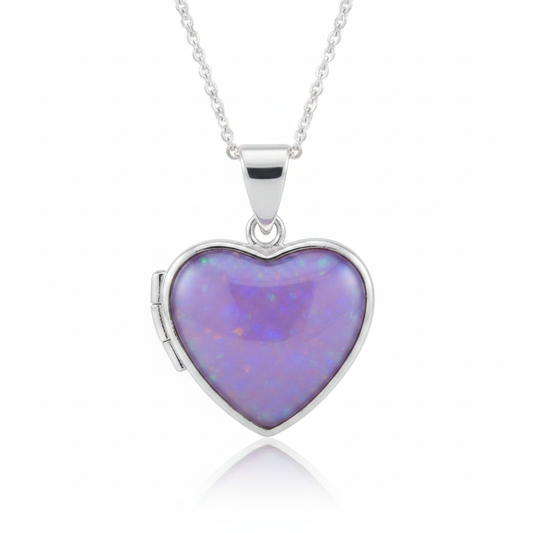 Lavender/purple opal heart locket
