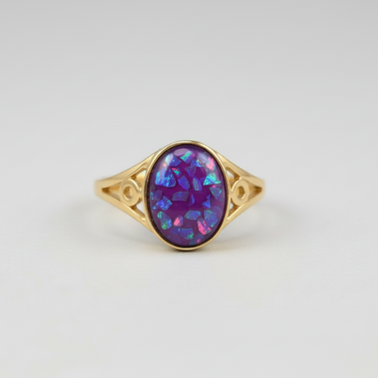 Opal flakes and ashes ring