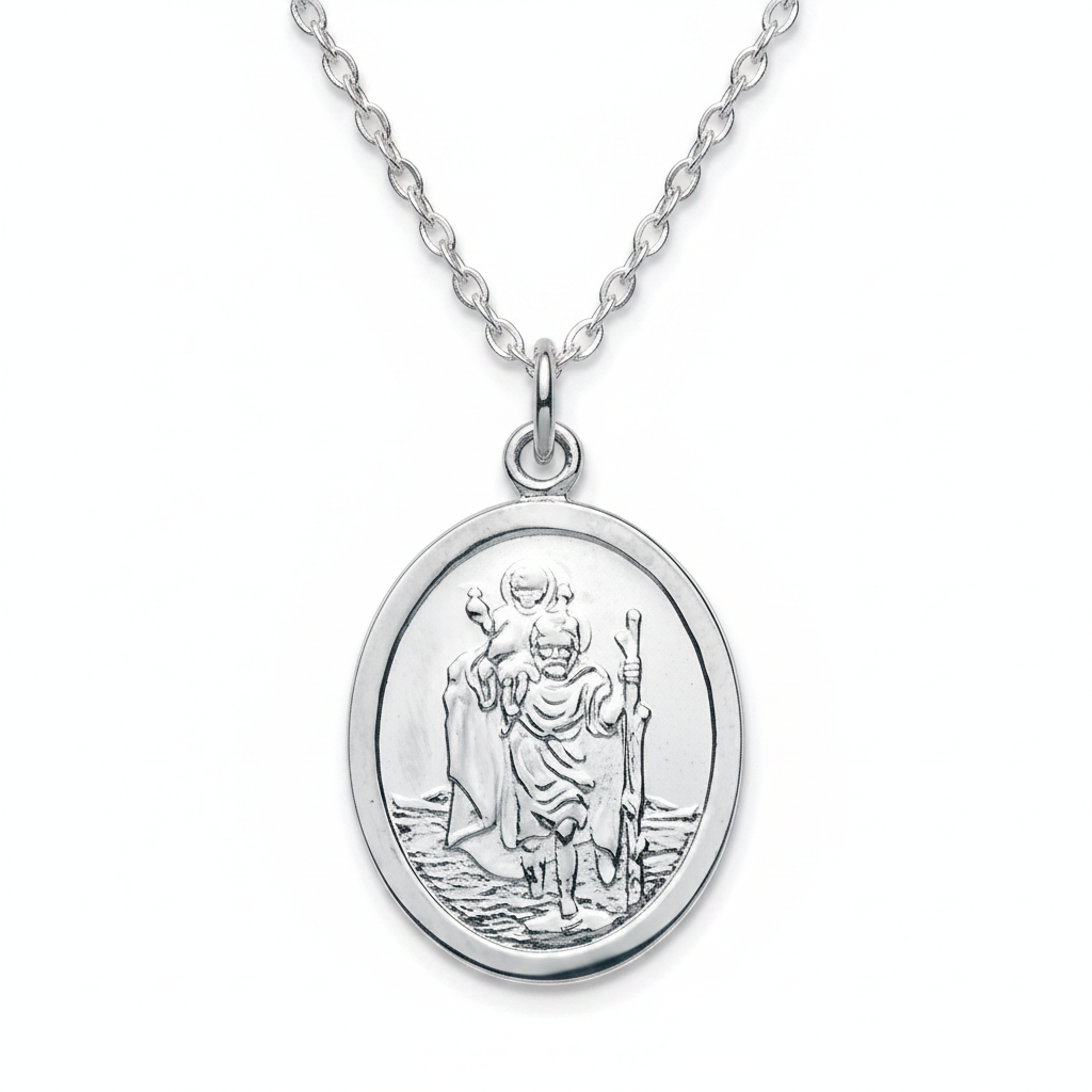 Oval St Christopher — Simple Jump Ring Bail