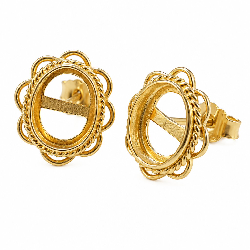 Professionally retouched earrings on a pure white background