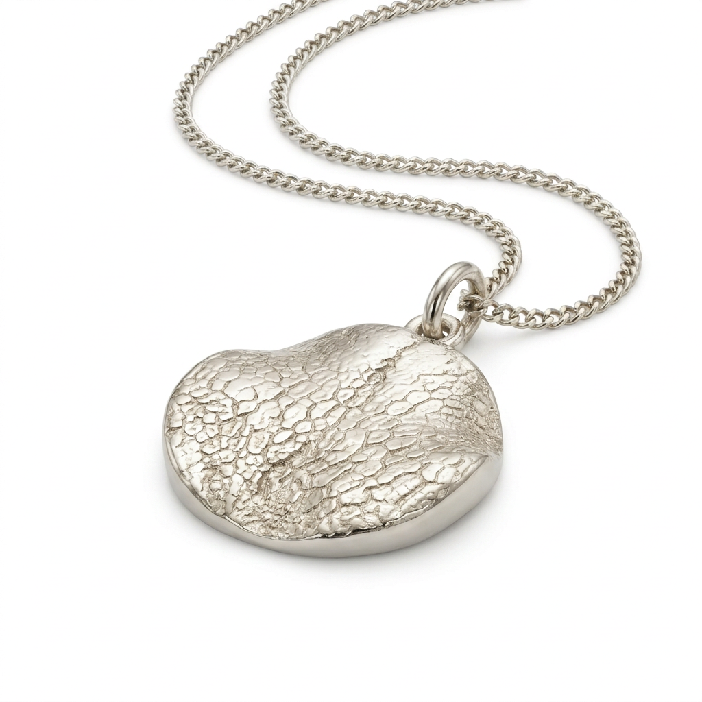 Silver nose print necklace detail sample