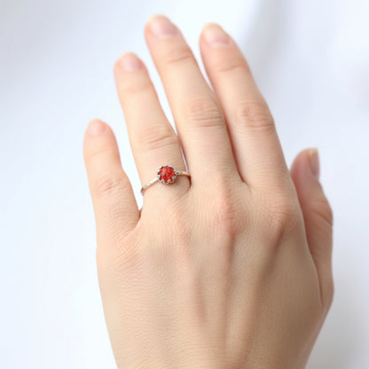 Handmade 6mm Ashes Stacking Ring in Sterling Silver – A close-up of the sterling silver ring with a 6mm ashes stone, showing its handmade details.