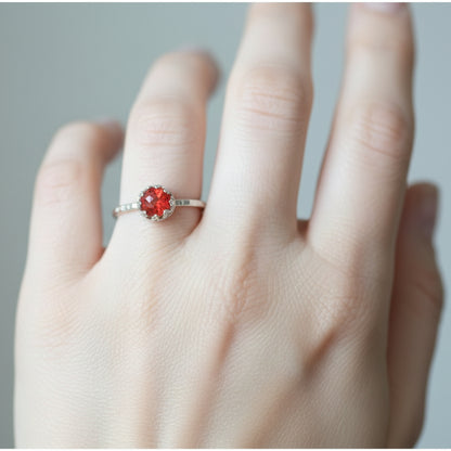 Minimalist Silver Memorial Ring with 6mm Ashes Stone – A simple yet elegant sterling silver stacking ring with a personalised 6mm stone containing ashes.
