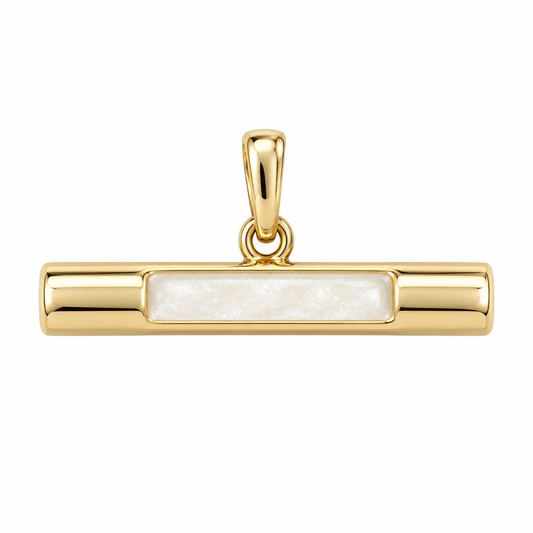 T-bar pendant with pearl-white mica