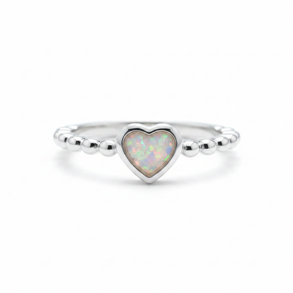 White opal bobble heart