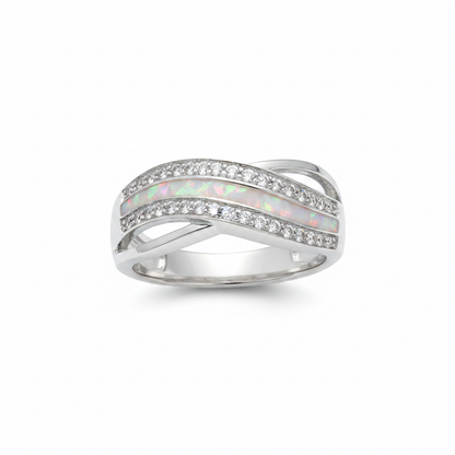 White opal CZ wide wave