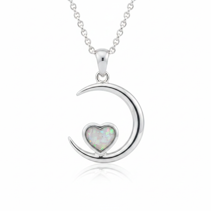 White opal moon & heart