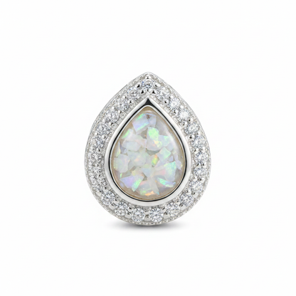 White opal pear CZ charm