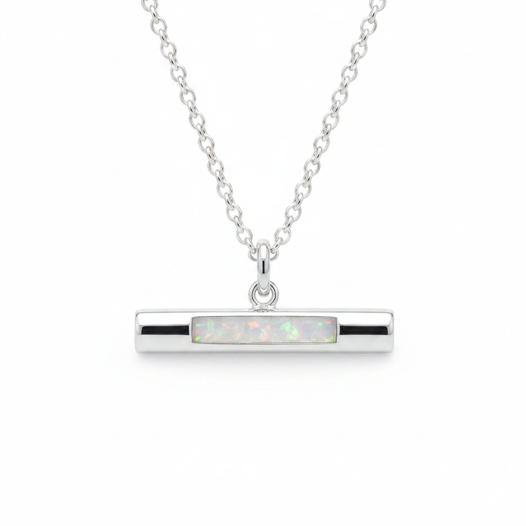 White opal T-bar pendant