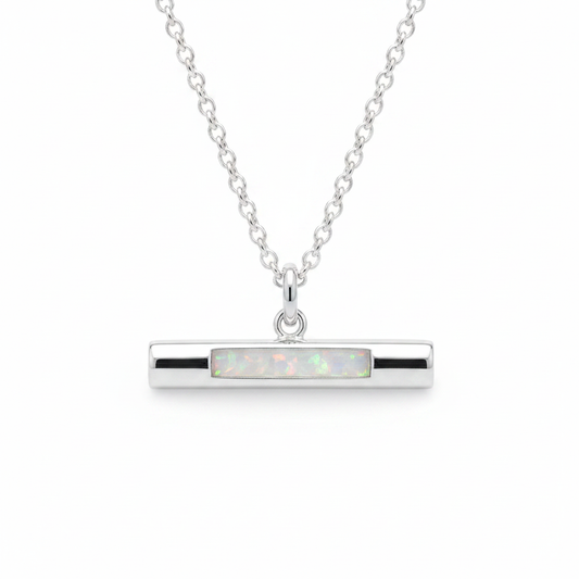 White opal T-bar pendant