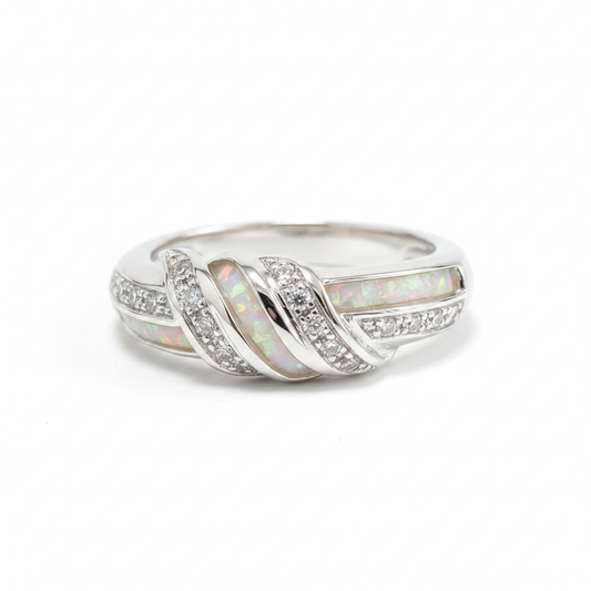 White opal triple channel band