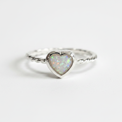 White opal twist heart
