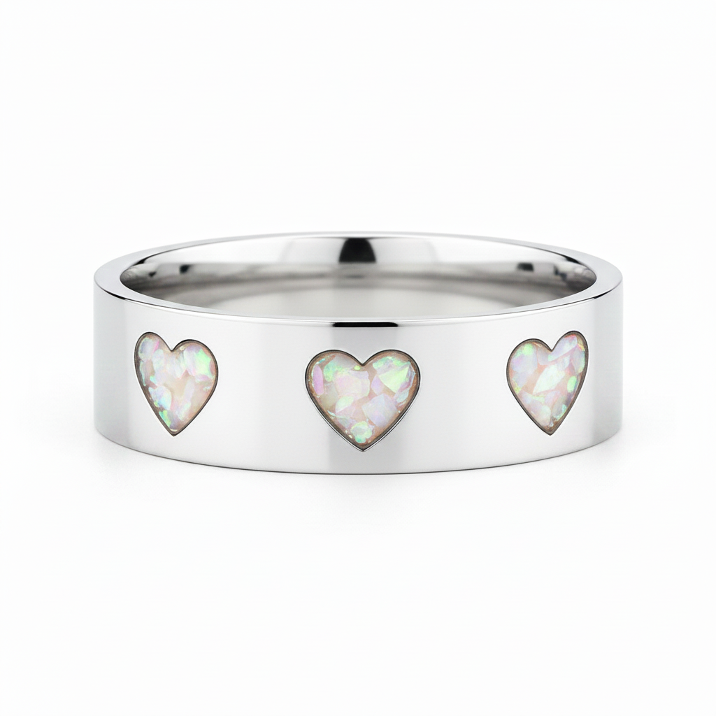 White pearl three hearts band v2